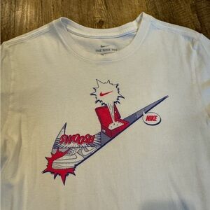 Nike White Retro Style Graphic Tee with Logo